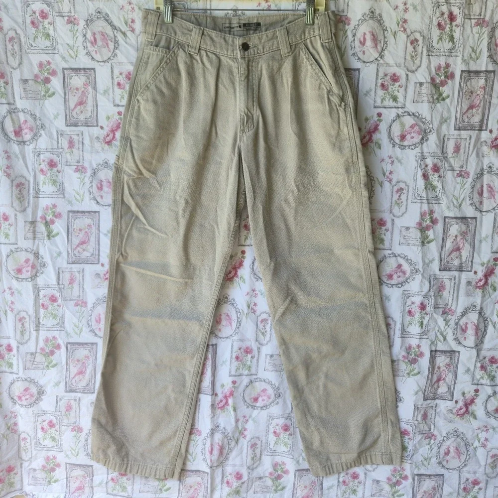 Carhartt Relaxed Fit Carpenter Pants Men's 32x32 Khaki Tan Canvas Work Dungarees